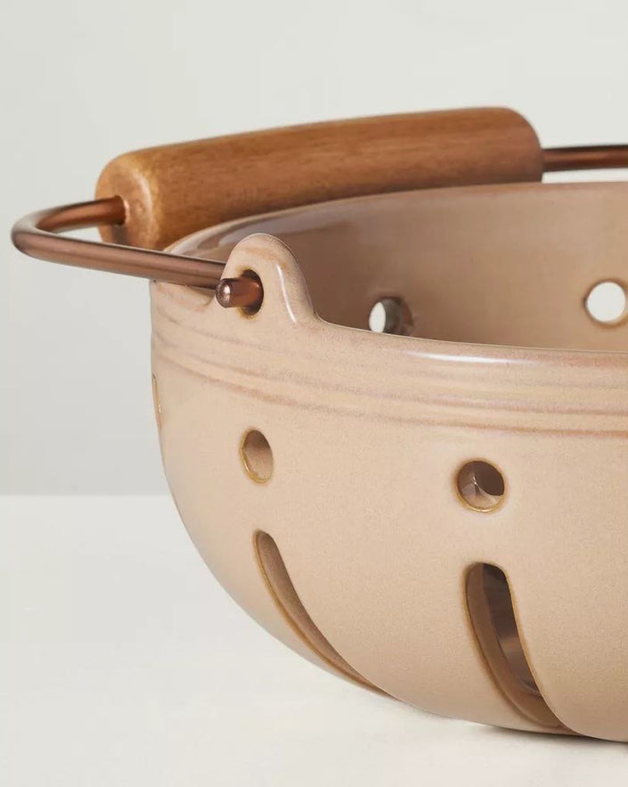 39oz Stoneware Berry Bowl with Carrying Handle Taupe