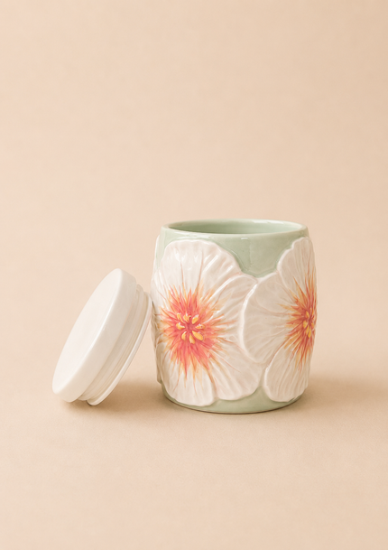 Pastel Wildflower Floral Storage Jar (Green)
