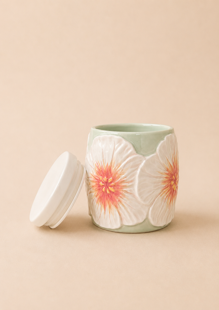 Pastel Wildflower Floral Storage Jar (Green)