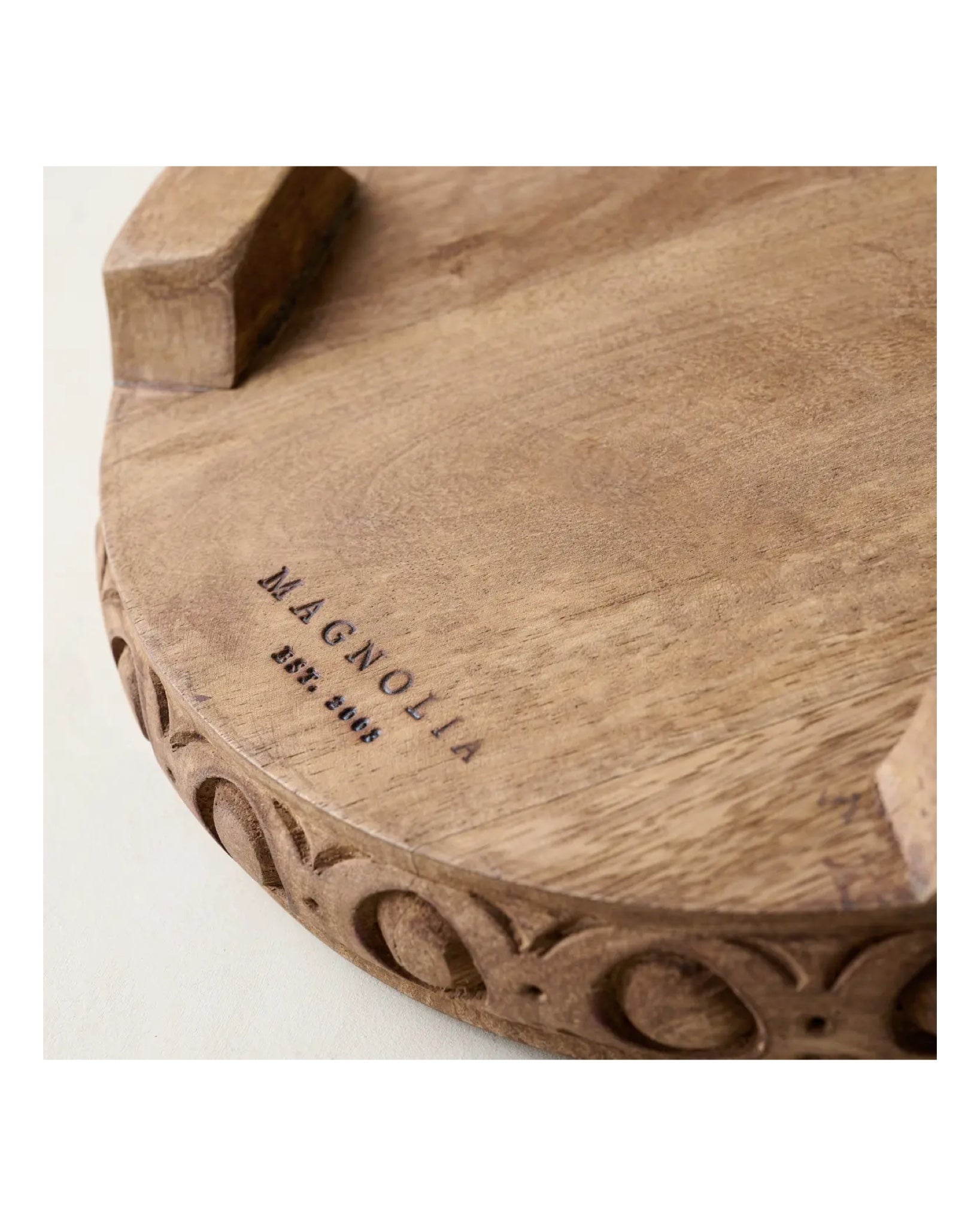 Antiqued Carved Wood Round Riser