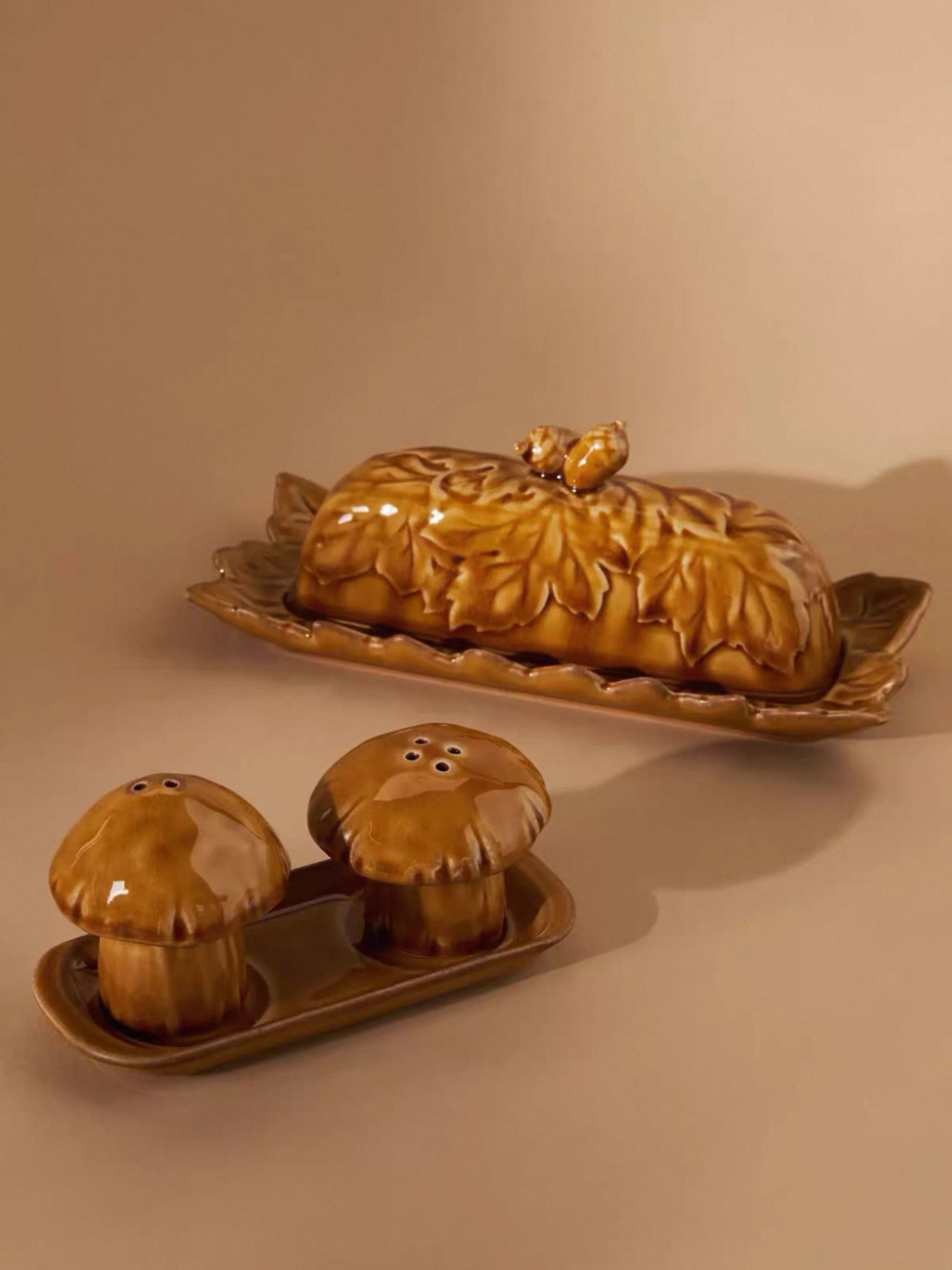 Autumn Monroe Butter Dish and Salt Pepper Shakers