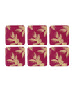 Eteched Leaves Coasters Set 6 or 12- Fuscia