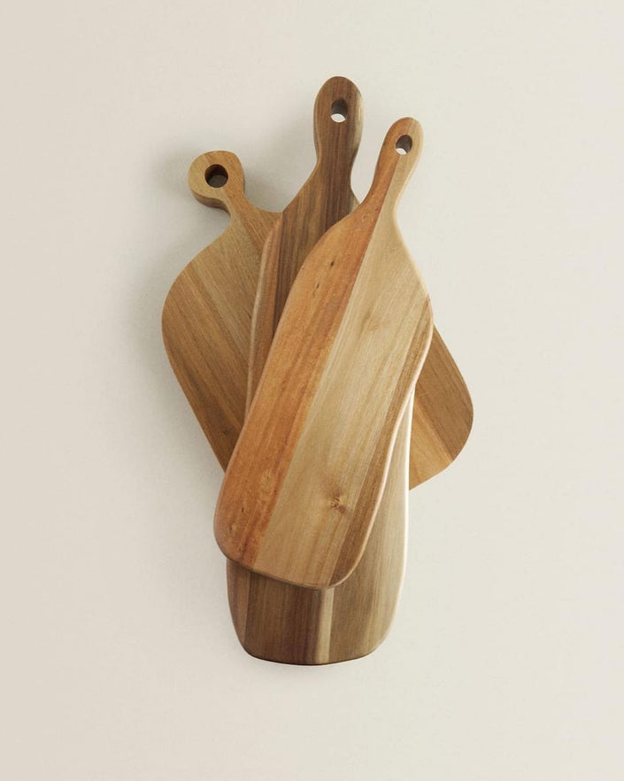 [imperfect] Wooden Serving Board with Zara Home engraving on the sides (square)