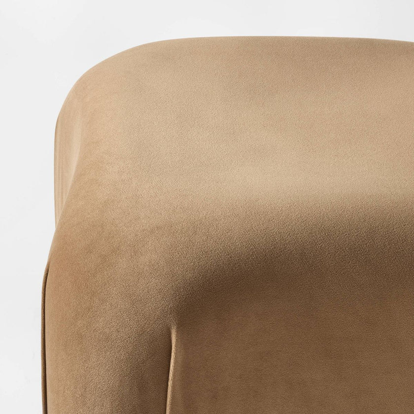 Square Velvet Ottoman Tan