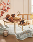 [imperfect] Tiered Wood & Metal Nested Round Serving Stand Brass/Brown