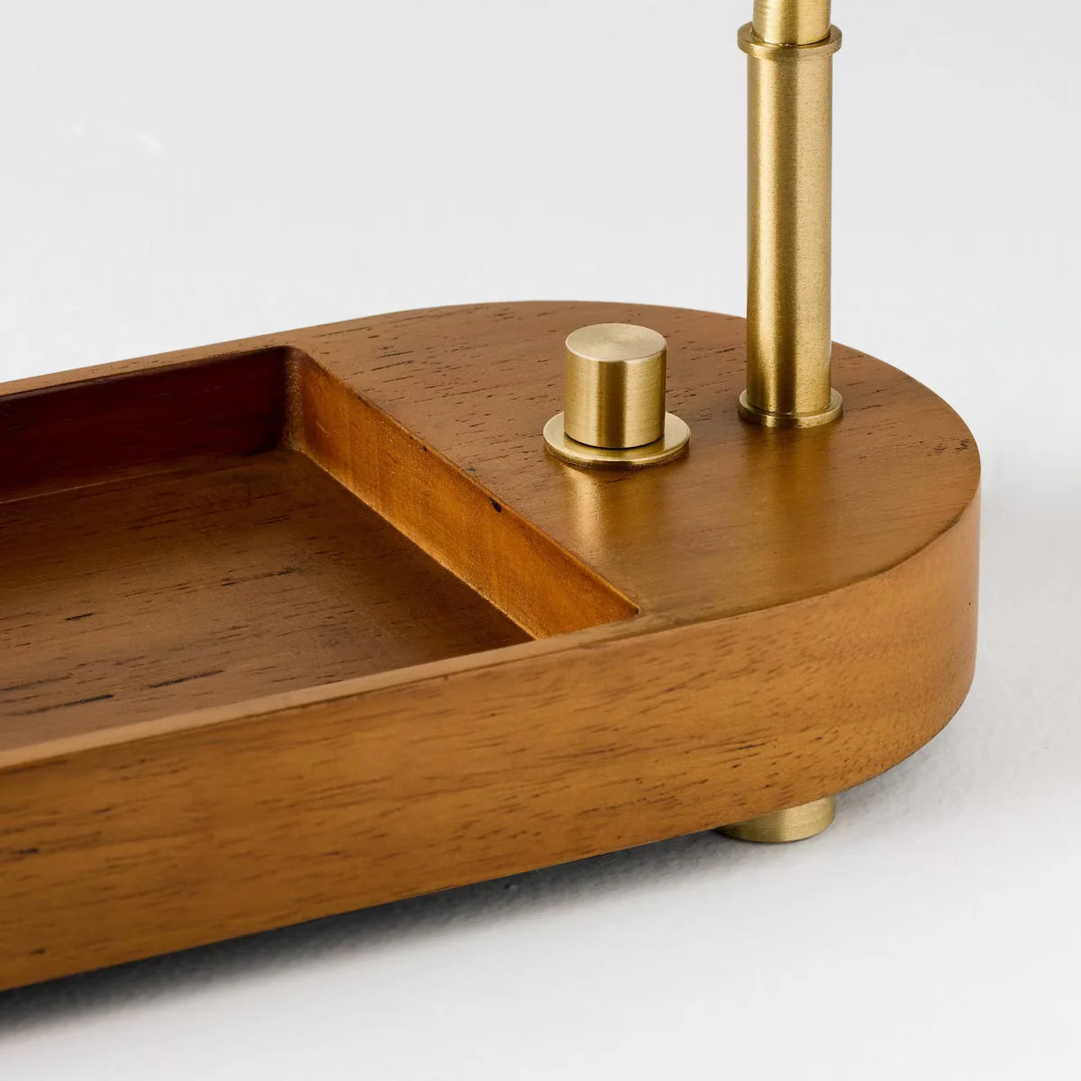 Swivel Accent Table Lamp with Mid Tone Wood Tray