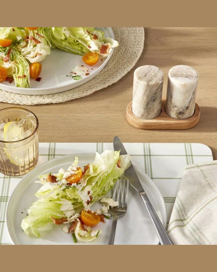 3pc Marble Salt and Pepper Shakers Warm Beige