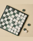 Green and White Marble Checkers Set
