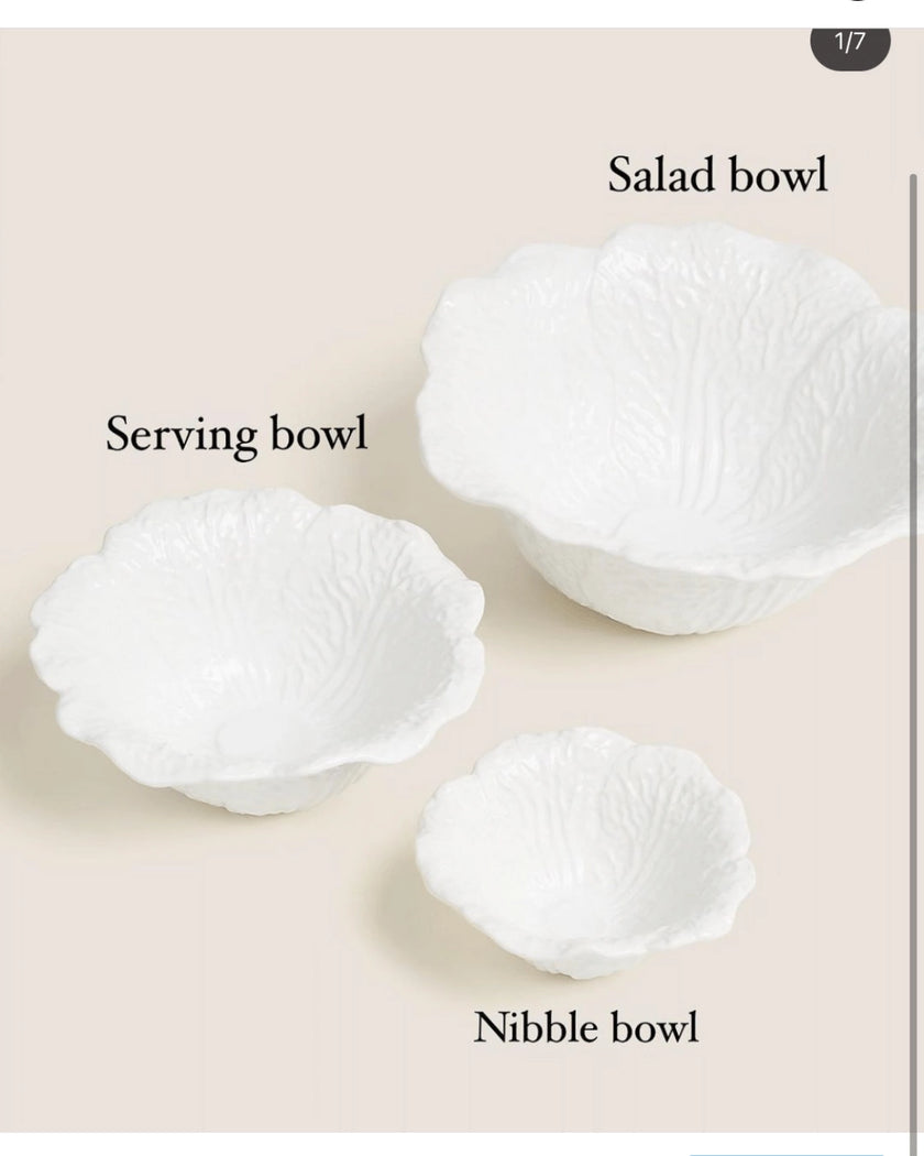 Combo Deal Green & White Cabbage Medium Serving Bowl