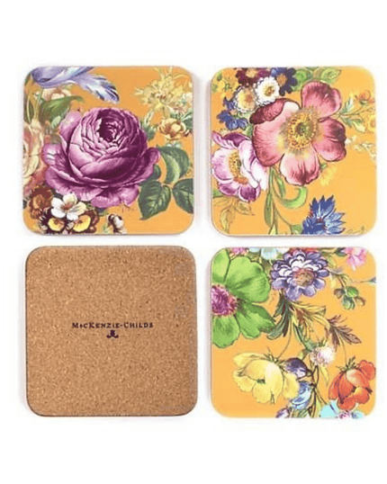 Flower Market Ochre Cork Back Coasters