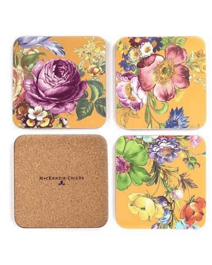 Flower Market Ochre Cork Back Coasters