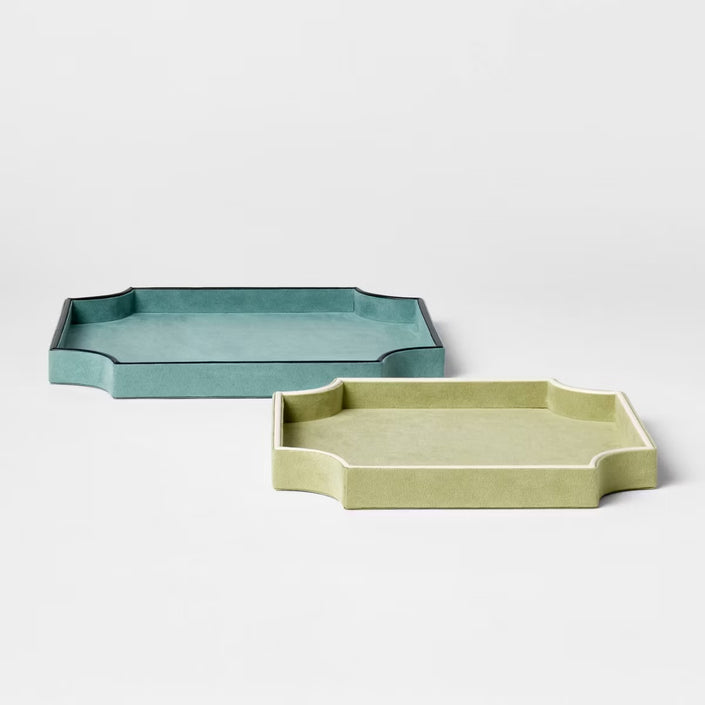 Set of 2 Faux Suede Trays