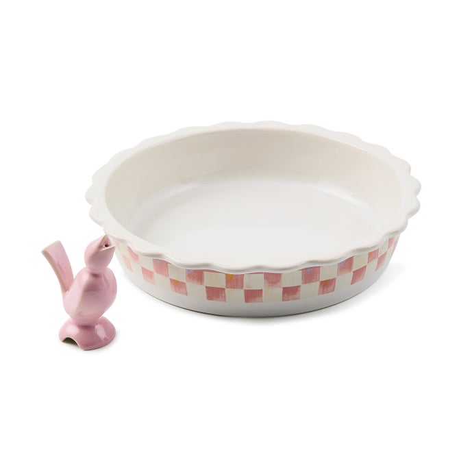 Rosy Check Everyday Pie Plate with Pie Bird 27cm