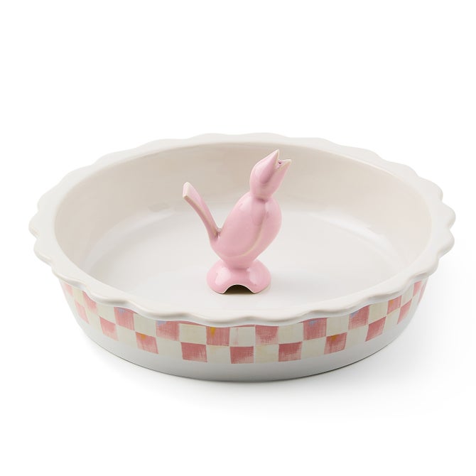 Rosy Check Everyday Pie Plate with Pie Bird 27cm