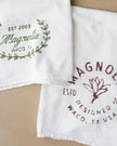 Magnolia Flower Stamp Tea Towel