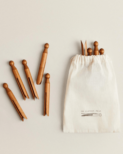 Set of 20 Wooden Pegs