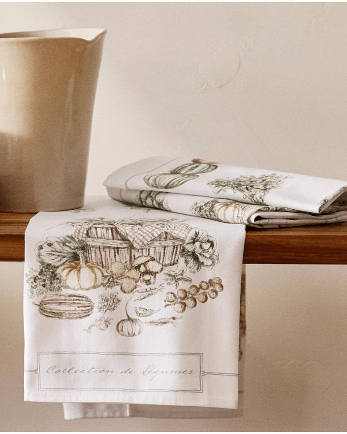 Set of 2 Vegetable Design Tea Towels