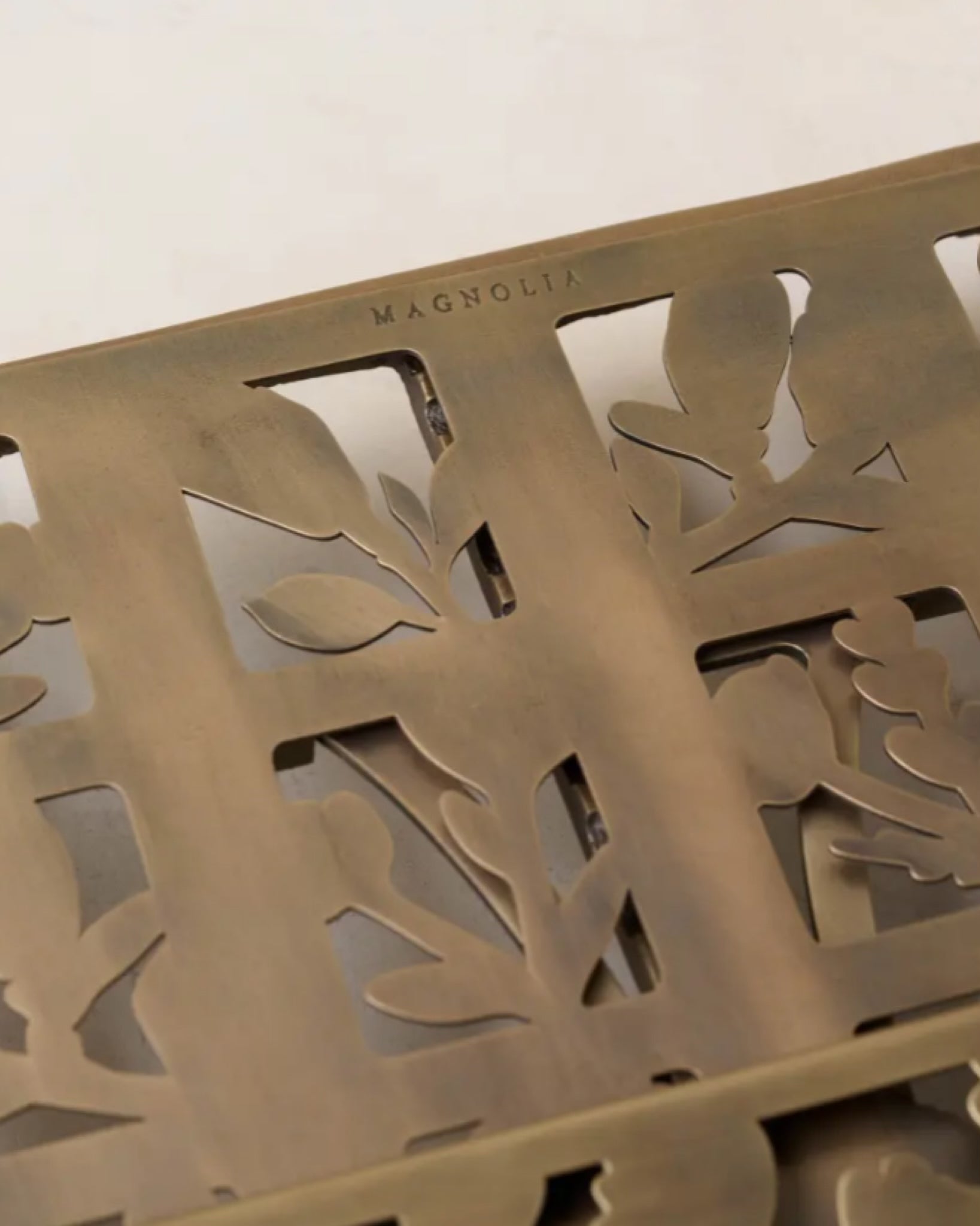 Antiqued Brass Shadow Floral Cookbook Stand