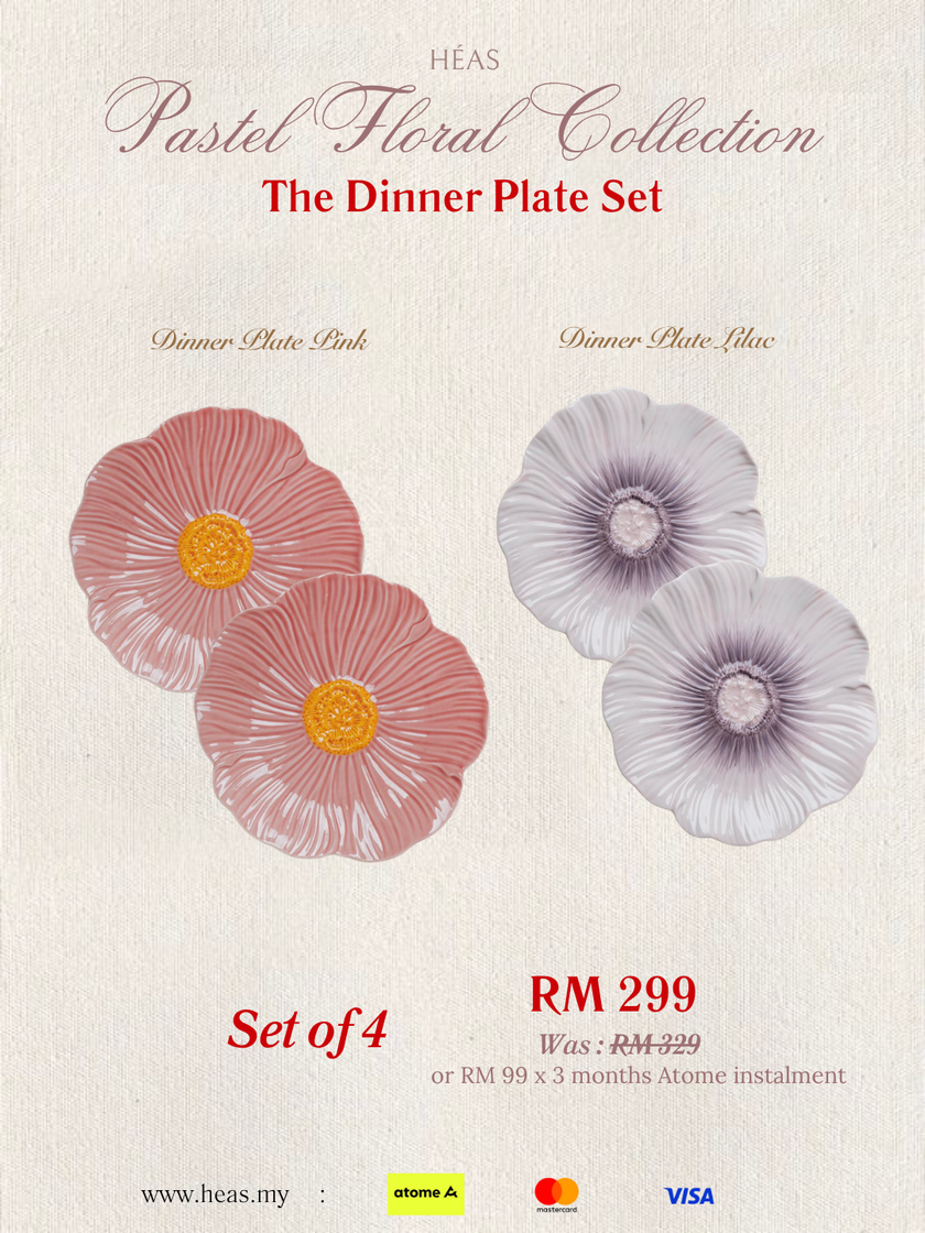 Pastel Floral Dinner Plate 25cm (MIX COLOURS)