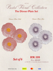 Pastel Floral Dinner Plate 25cm (MIX COLOURS)