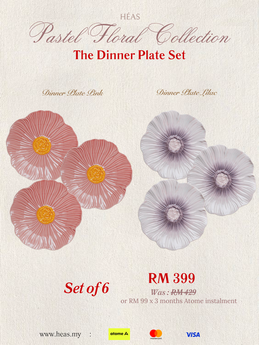 Pastel Floral Dinner Plate 25cm (MIX COLOURS)