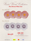 Pastel Floral Dinner Plate 25cm (MIX COLOURS)