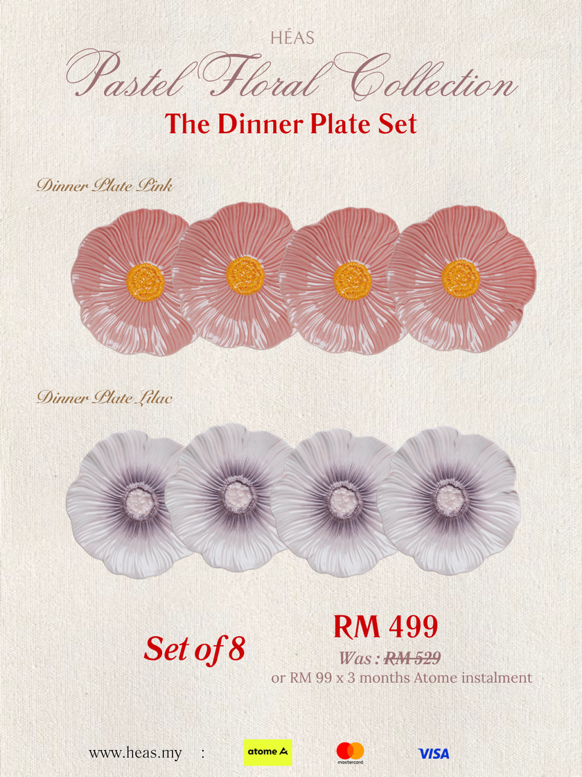Pastel Floral Dinner Plate 25cm (MIX COLOURS)