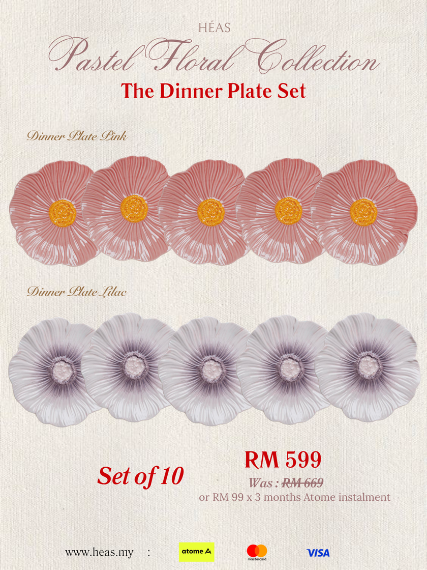 Pastel Floral Dinner Plate 25cm (MIX COLOURS)