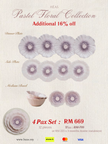 Pastel Floral Dinnerware Lilac Bloom (4 Pax Set – 12 pieces)