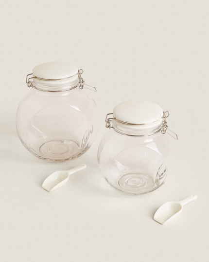 Glass and Ceramic Jar with scoop (Medium)