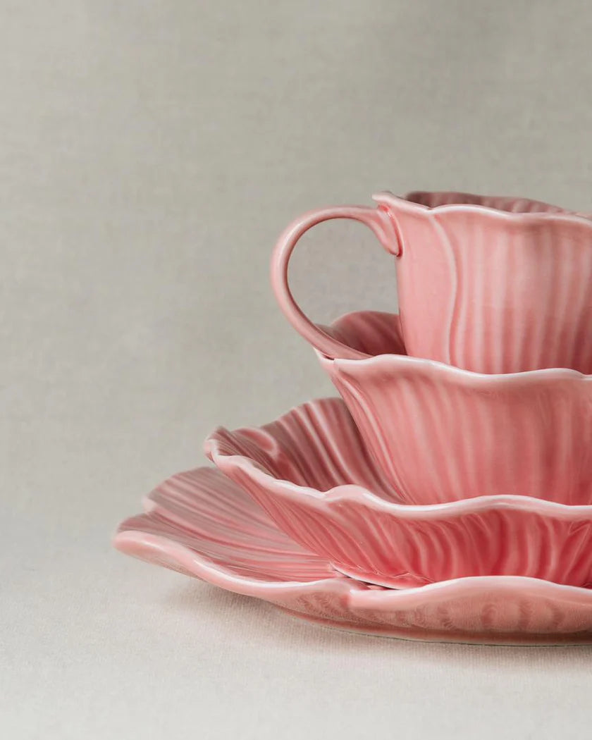 Pastel Floral Mug & Saucer (Rose Pink)