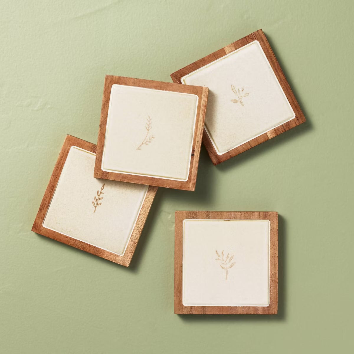 Ceramic Wooden Floral Coasters