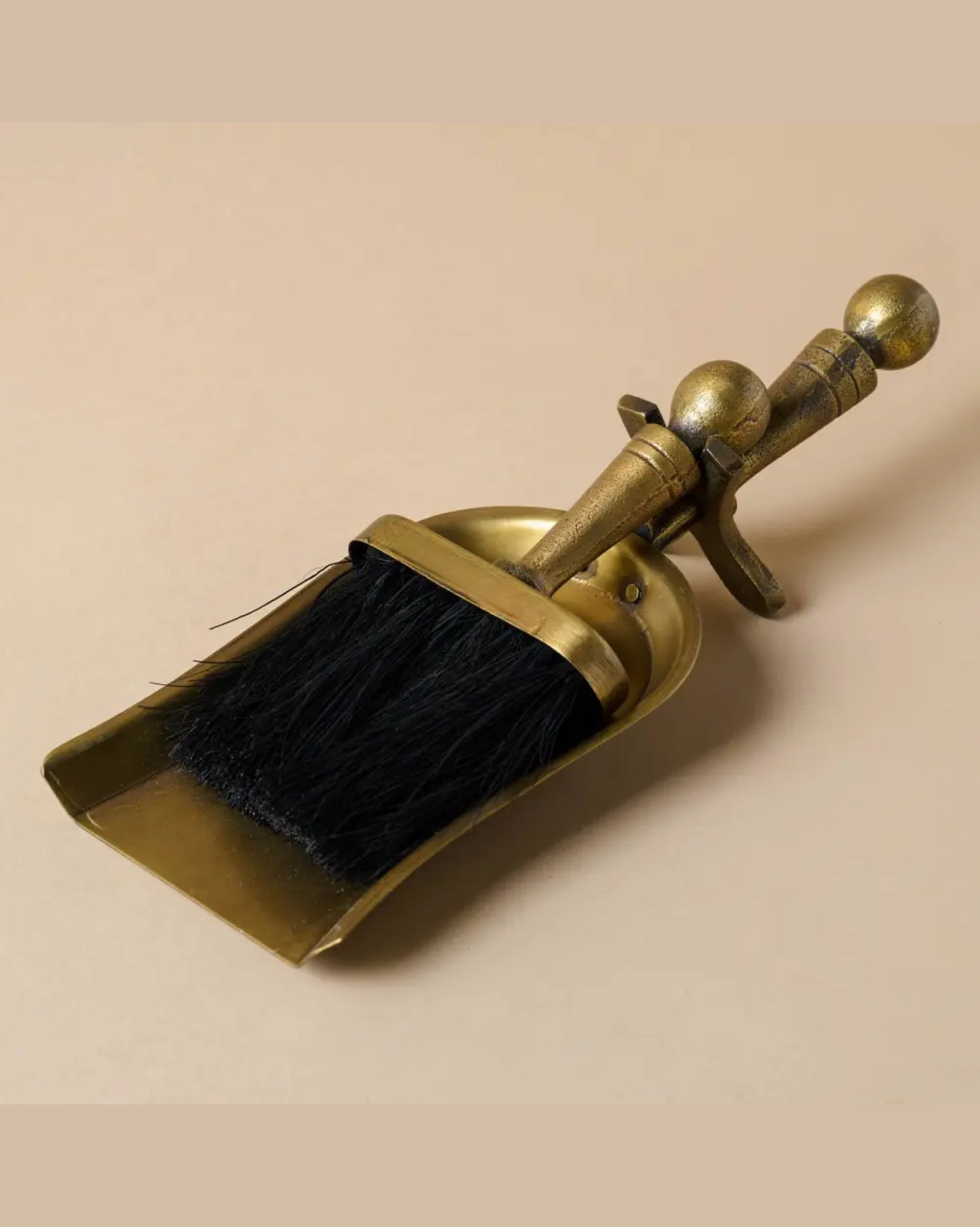 Antique Brass Fireplace Dust Pan and Brush