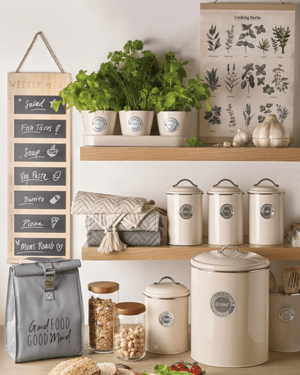 Set of 3 Retro Storage Tins in Cream (Airtight)