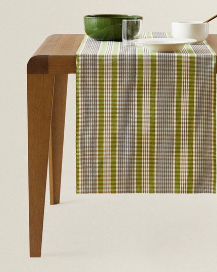 Striped Green Table Runner (50 cm x 160 cm)
