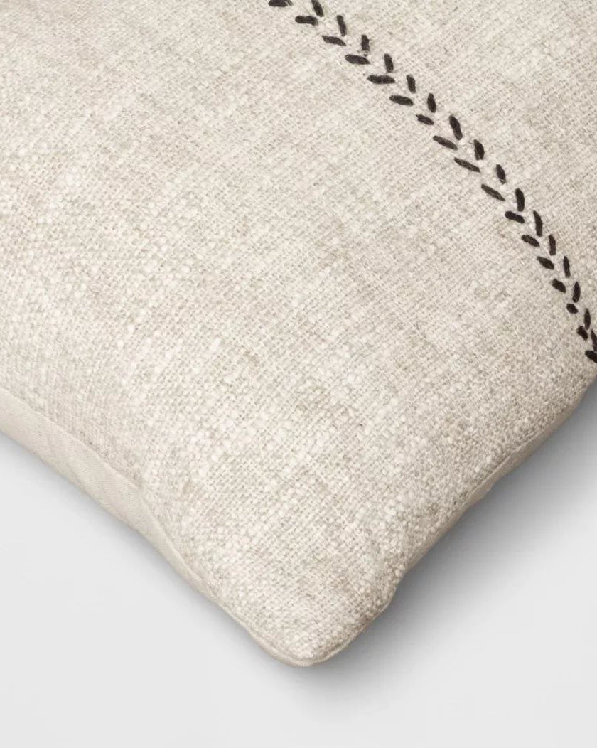 Oversized Stitched Lumbar Throw Pillow Neutral