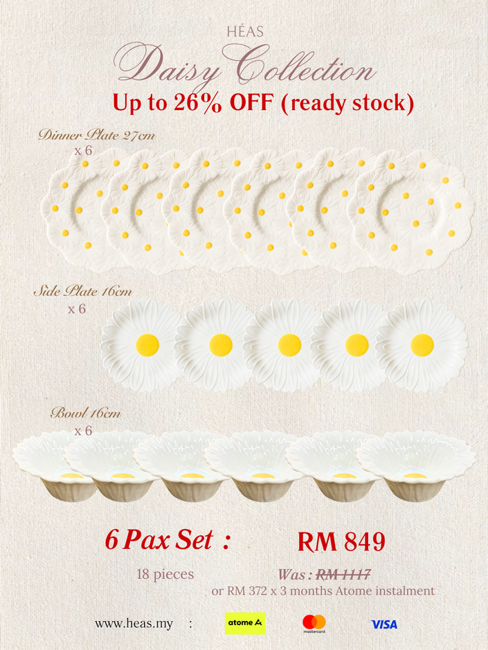 Daisy Collection – 6 Pax Full Set (18 pcs)