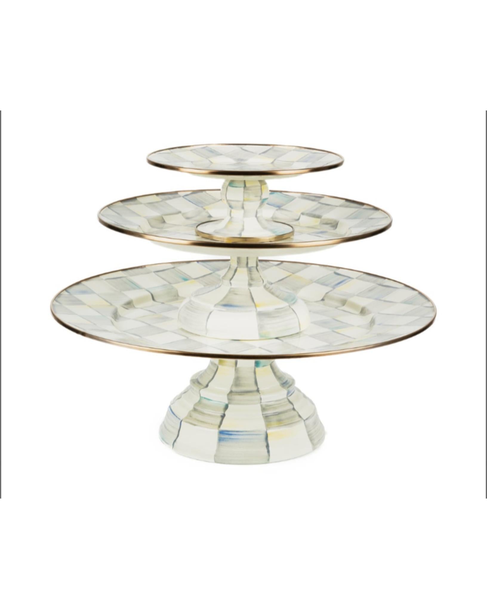 Sterling Large Check Pedestal Platter