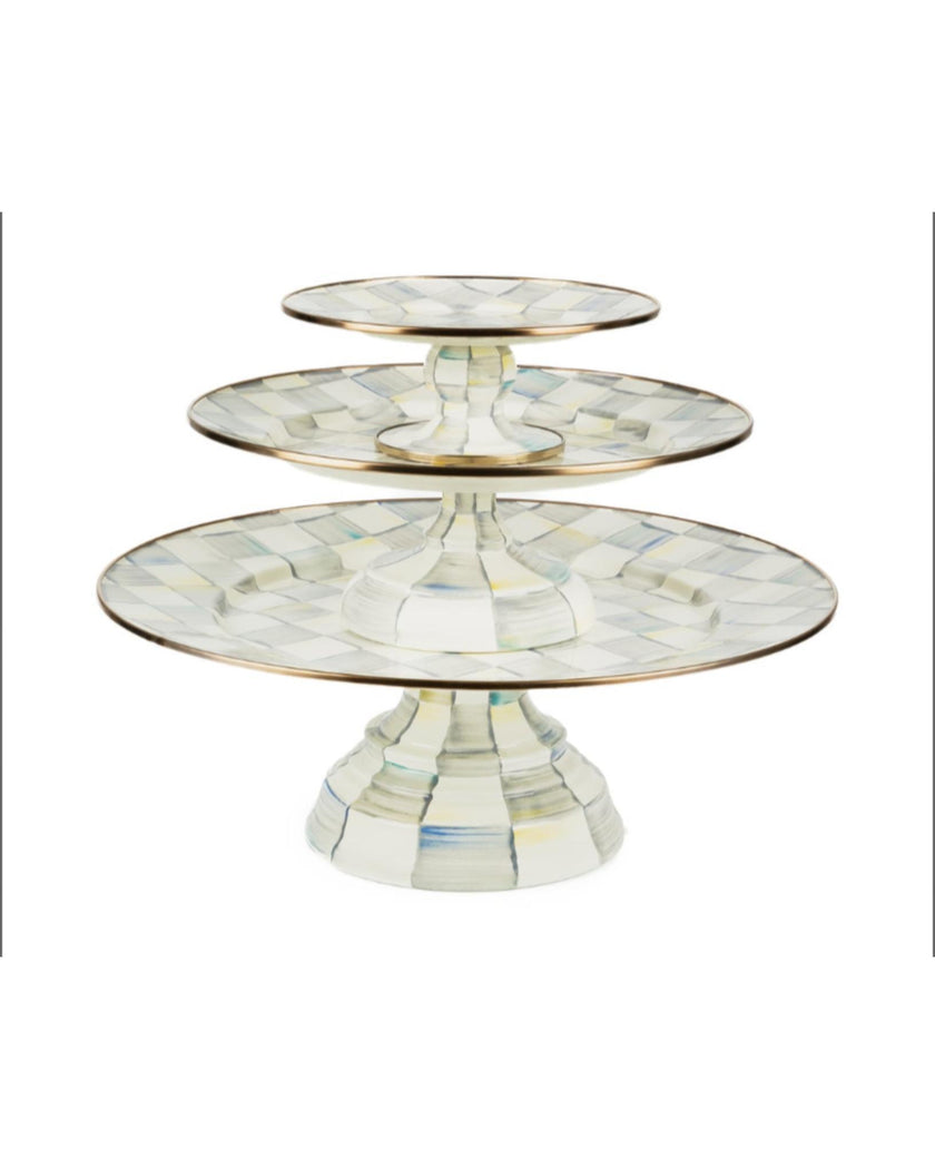 Sterling Large Check Pedestal Platter