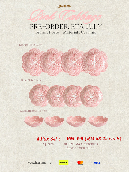 Pink Cabbage 4 Pax Set (12 Pieces)