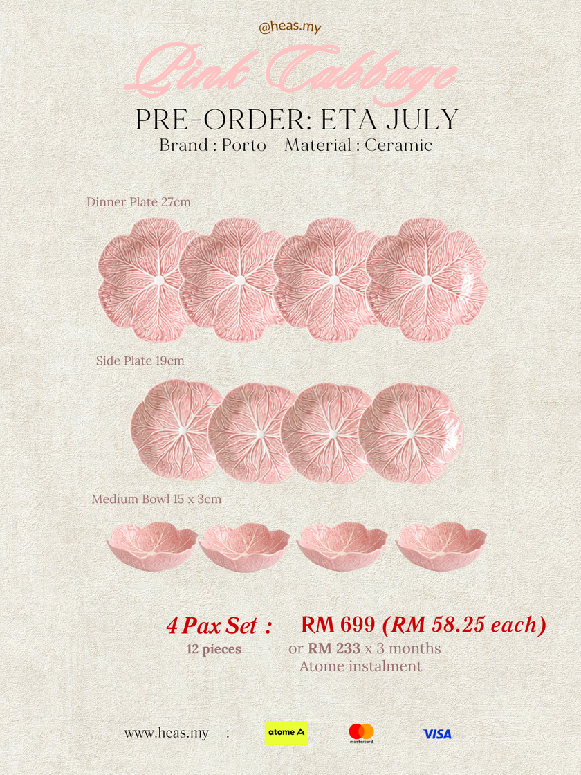 Pink Cabbage 4 Pax Set (12 Pieces)
