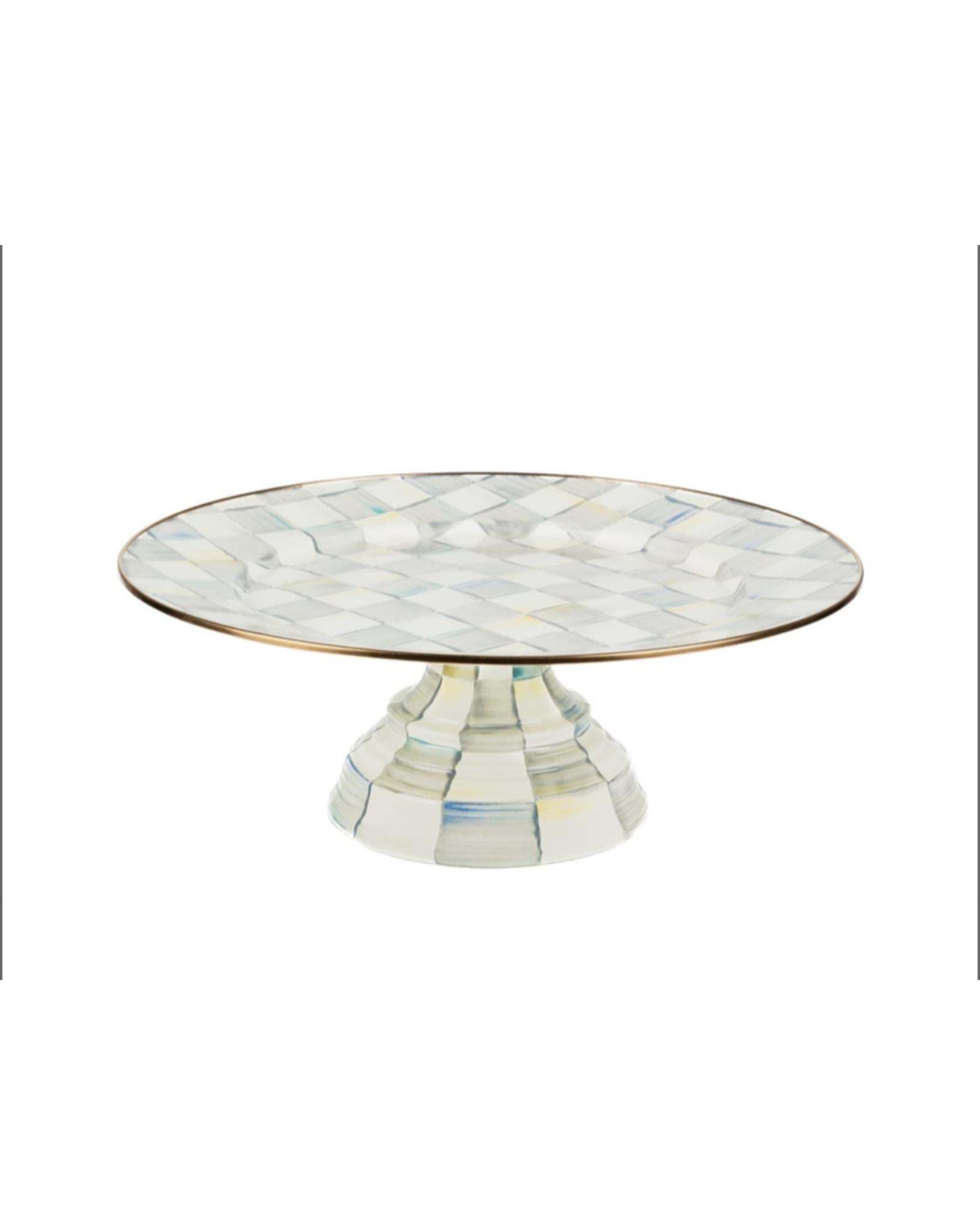 Sterling Large Check Pedestal Platter