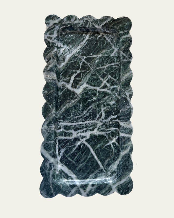 Scallop Wavy Dark Grey Marble Tray - N°2