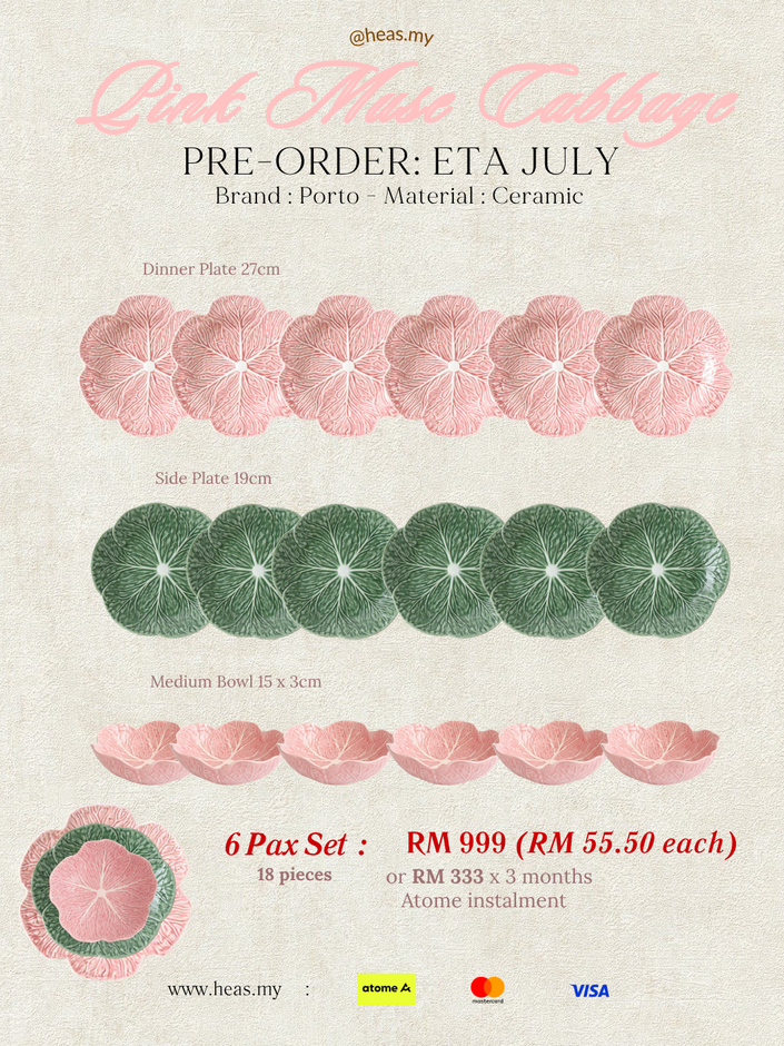 Pink Muse Cabbage 6 Pax Set (18 Pieces) - Mixed Colours