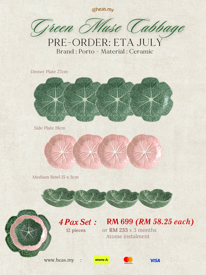 Green Muse Cabbage 4 Pax Set (12 Pieces) - Mixed Colours