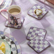 Violet Check Cork Back Coasters, Set of 4 or 8