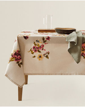 Floral Water Resistant Tablecloth (Round 180cm)