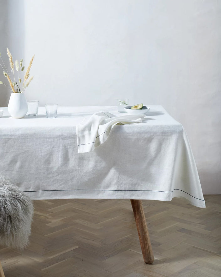 White Tablecloth with Border