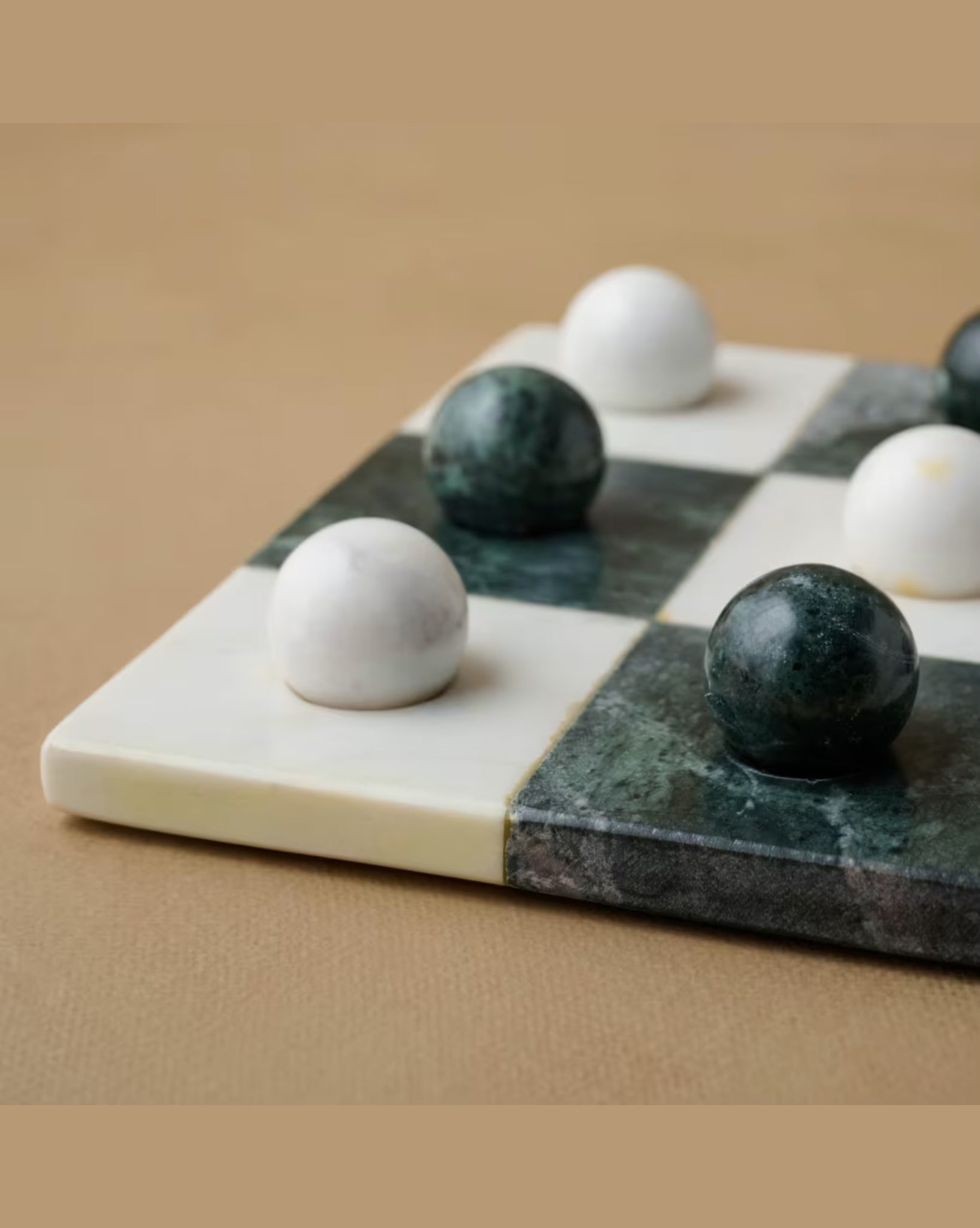 Green and White Marble Tic Tac Toe
