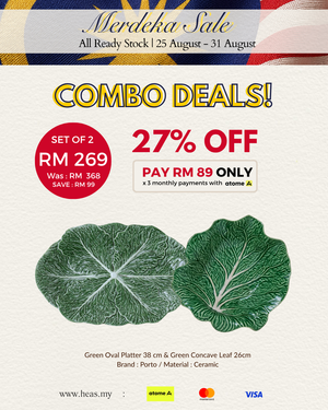 Set of 2 Cabbage Oval Platter and Concave Leaf